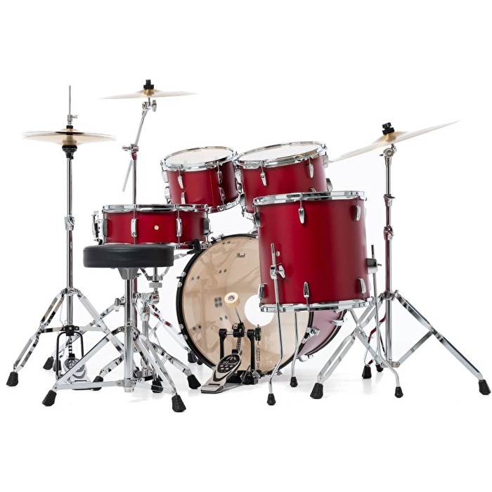 PEARL RS505C/C747 Roadshow Matte Red 5 Parça (20B/10T/12T/14F/14S) Aksamlı & Zilli Akustik Davul Seti